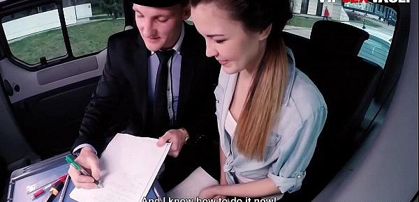  FUCKED IN TRAFFIC - Cindy Shine Matt Ice - Czech College Girl Fucks With Uber Driver Before To Go At Exam